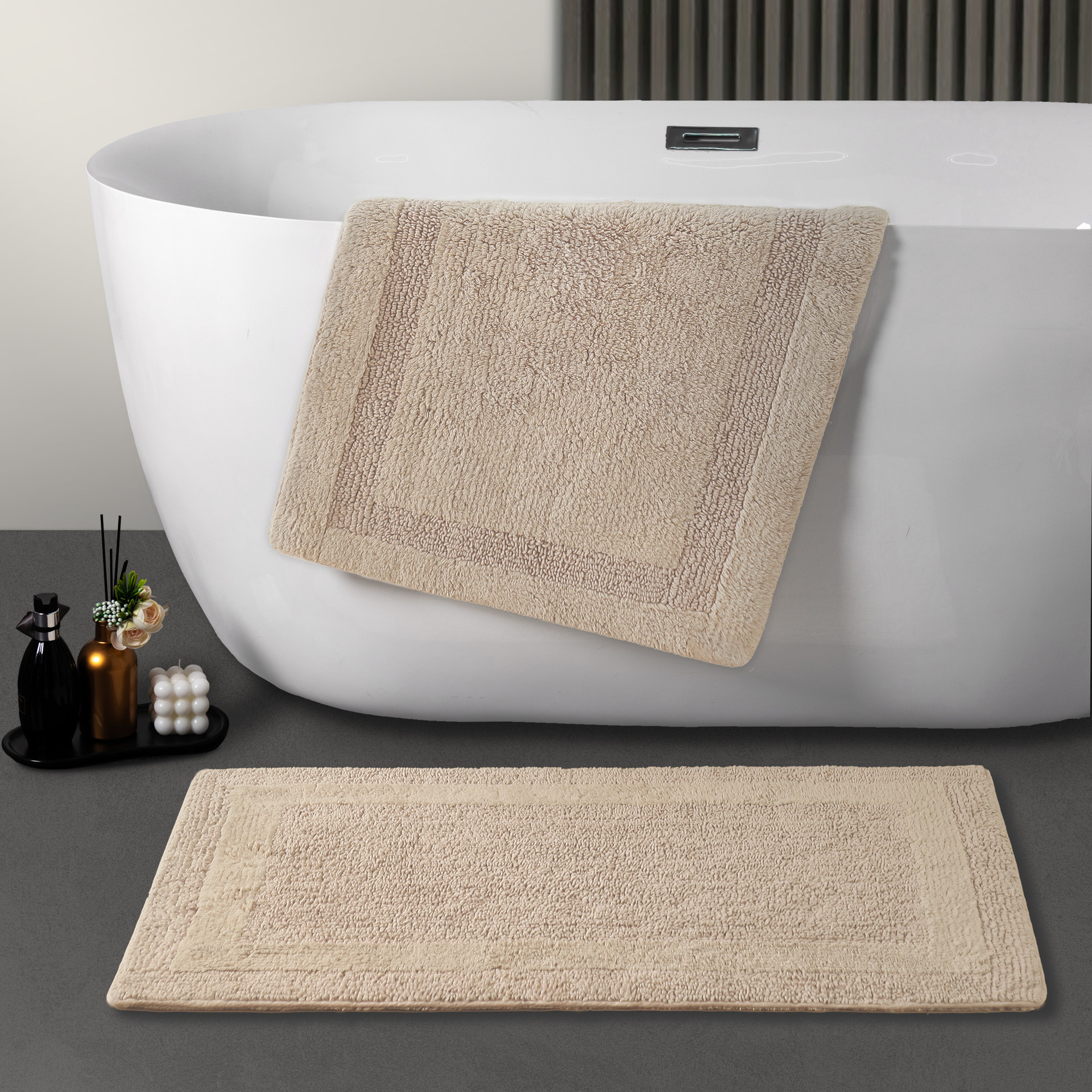 Hotel de alta gama alfombra de suelo de absorción de agua de algodón grueso puerta de inodoro antideslizante alfombra de suelo doméstica lavable a máquina