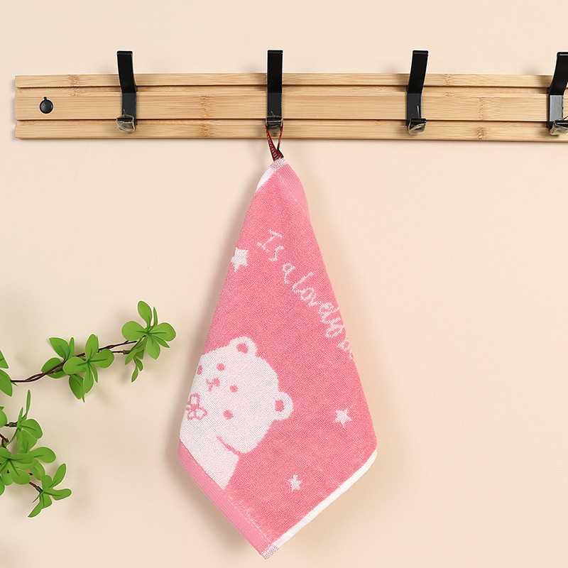 幼儿园宝宝挂式洗脸擦手擦脸巾可爱动物儿童小手帕卡通提花小方巾|undefined