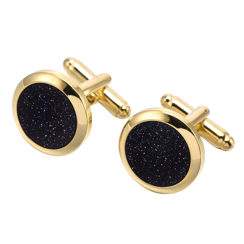 Dongguan Starry Sky Gemstone French Cufflinks Simple Beveled Gold and Black Cuff Nails Formal Suit High-End Blue Sandstone Cuff Buttons Dongguan Starry Sky Gemstone French Cufflinks Simple Beveled Gold and Black Cuff Nails Formal Suit High-End Blue Sandstone Cuff Buttons