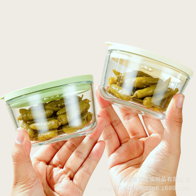 Pickle Box, Glass Preservation Box, Small Bowl, Sealed Jar, Food-Grade Kimchi Box, Small Lunch Box, Mini with Lid