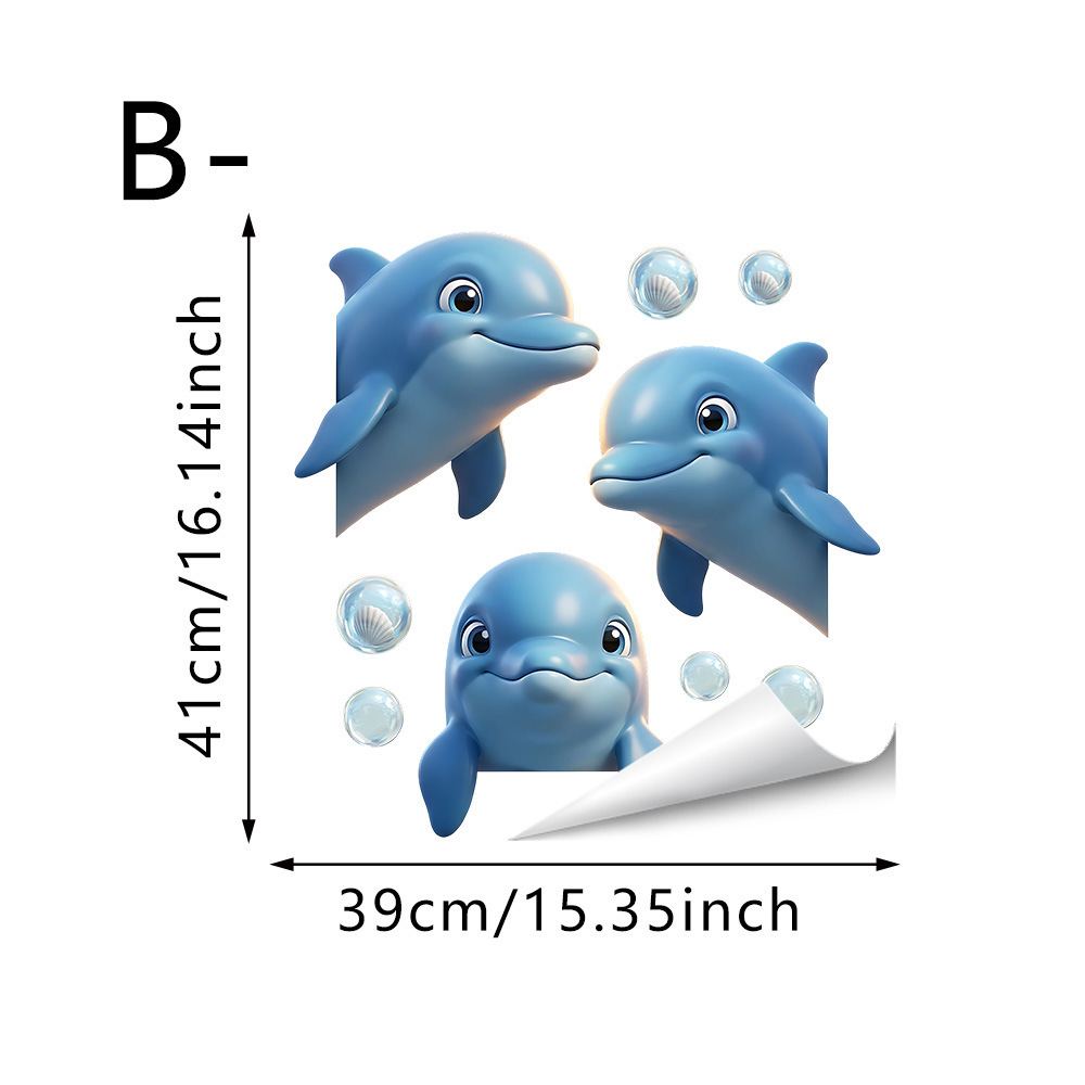 Nuevos productos de verano transfronterizos de la serie oceánica de pegatinas de vidrio transparente estática sirena tortuga flamenco pegatinas estáticas image 9