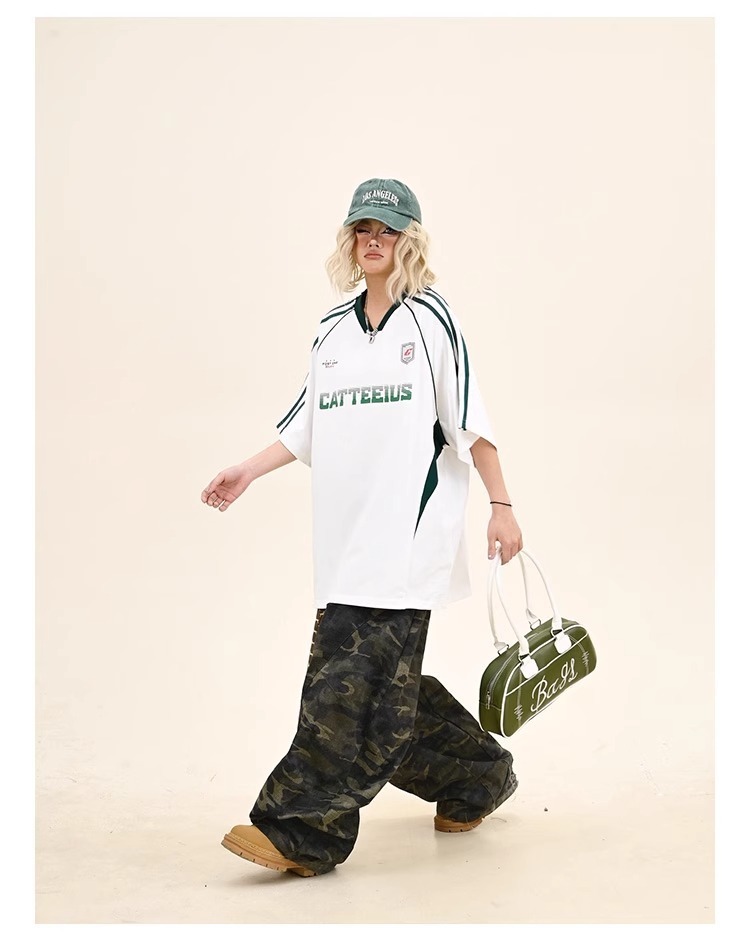 Amrican-styl Sports Short-slv T-shirt Mn And Womn, Loos Fit For Summr, Coupl's Raglan Slv V-nck_viptrois.com