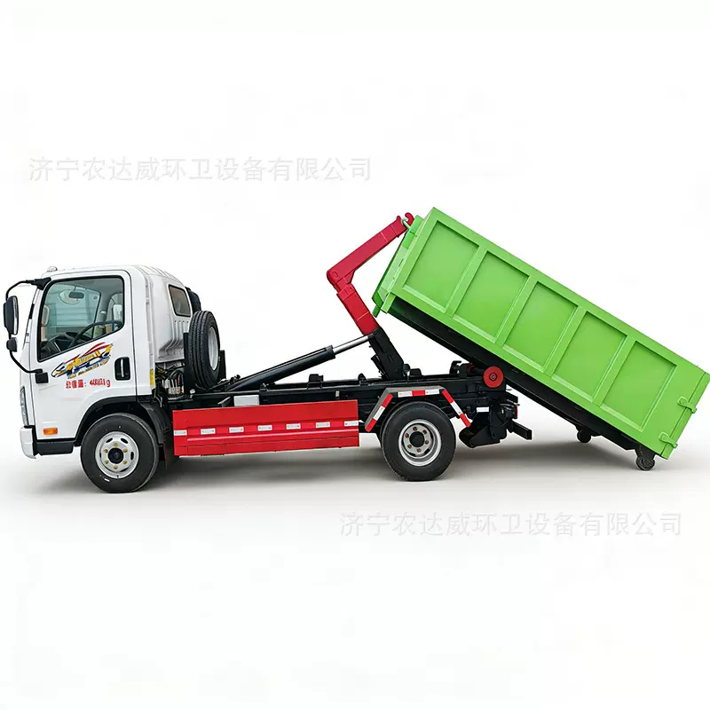 解放6立方勾臂垃圾车6吨车厢可卸式环卫清运地下室套臂垃圾转运车