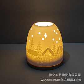 厂家跨境 ins陶瓷烛台创意蜡烛灯罩光晚餐装饰圣诞节摆件工艺品