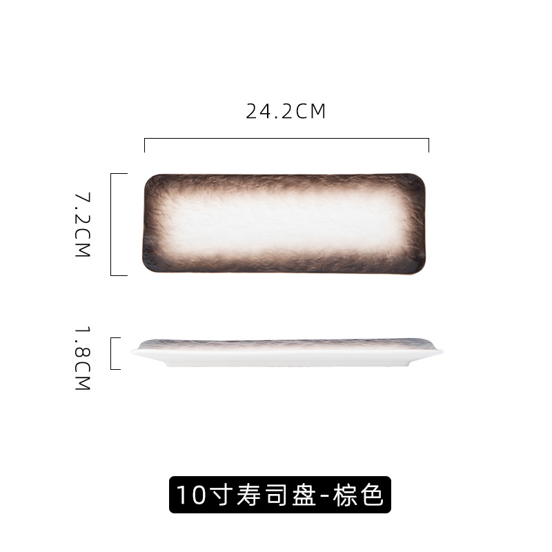 Estilo japonés simple patrón de piedra Placa de sushi hogar creativo de cerámica placa rectangular Placa de postre Hotel personalizado vajilla Nórdica