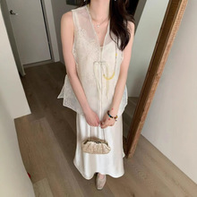 [初禾]新中式马甲薄款刺绣国风马夹背心外穿欧根纱短上衣