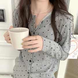 睡衣女秋季长袖长裤韩版简约休闲运动波点可爱家居服两件套装春夏