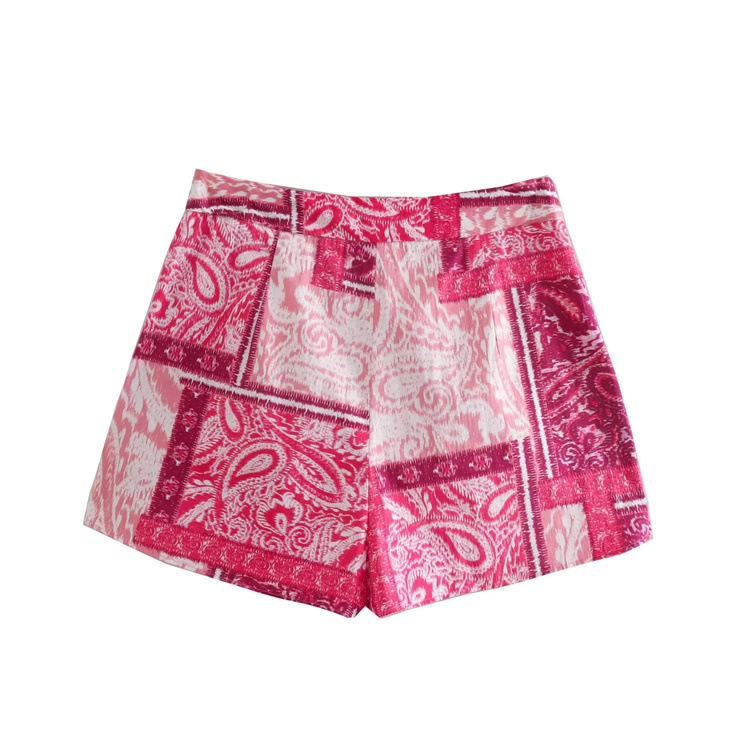 printing casual high waist straight shorts NSAM134641