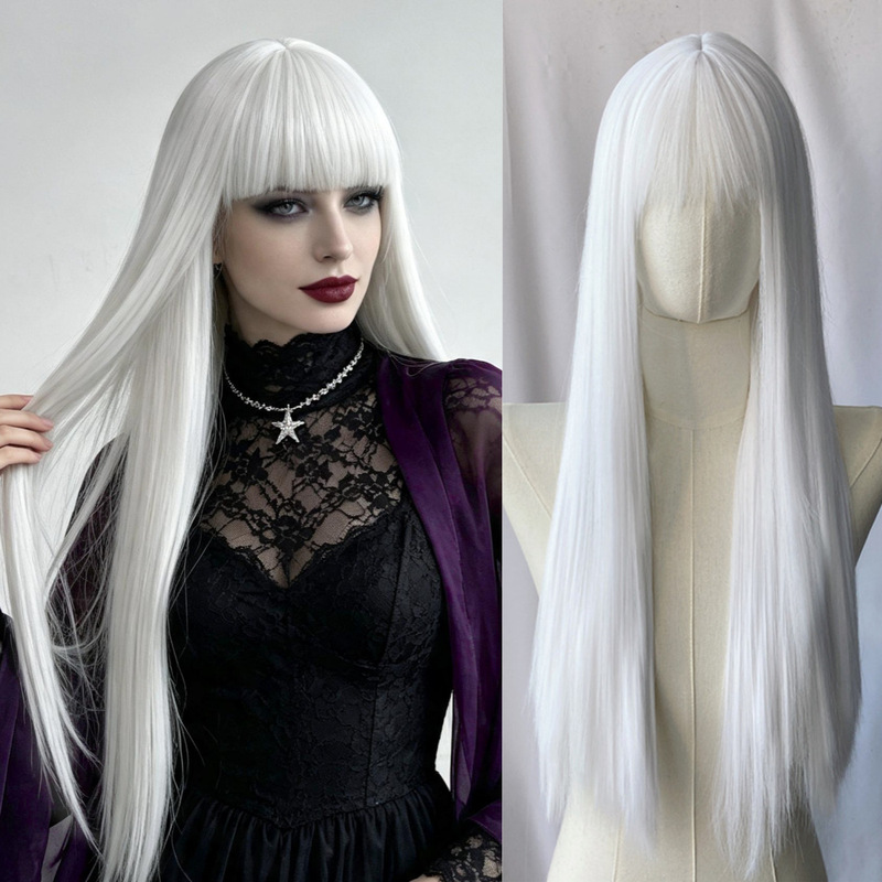Aliexpress European and American Style Wig for Women, Halloween Cosplay Witch Long Straight Hair with Bangs, High-Temperature Synthetic Hair Mechanism Wig Aliexpress European and American Style Wig for Women, Halloween Cosplay Witch Long Straight Hair with Bangs, High-Temperature Synthetic Hair Mechanism Wig