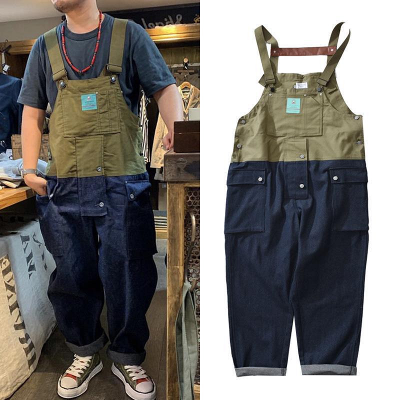 Color-matching Overalls Men's American-style Suspender Pants European and American Fashion Brand Strap Overalls Torre Pants Denim Pants