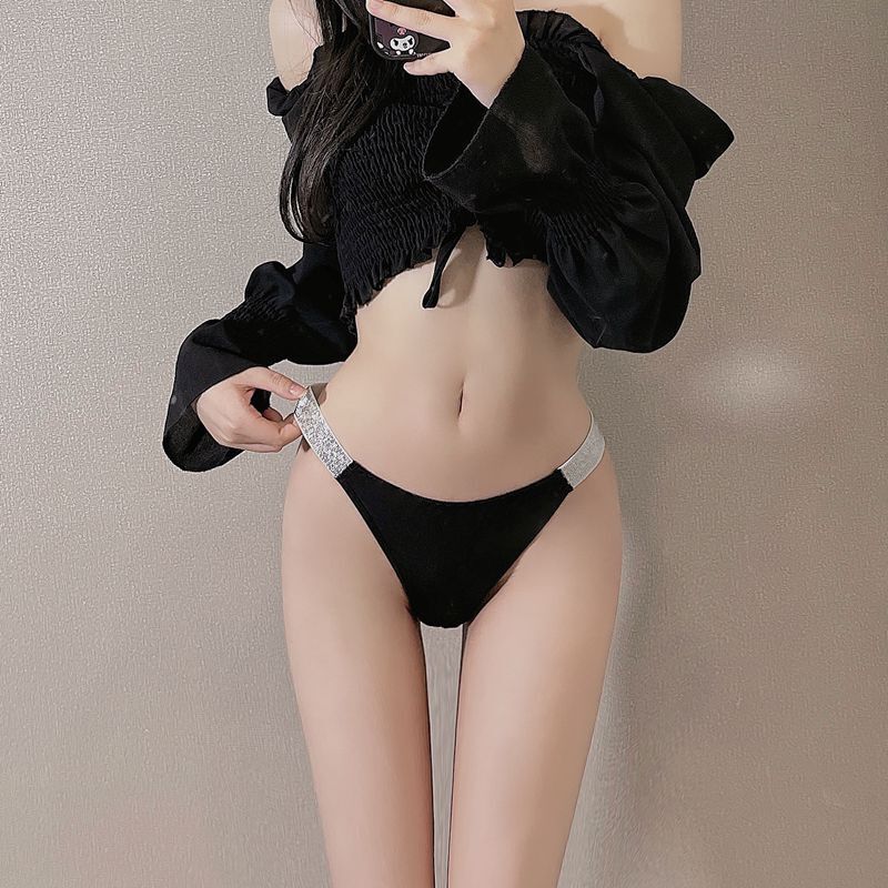 Women's Thong Shiny Belt Sexy Hip Bikini Mid-waist Panties Women's Fitness Sports T-pants 1350 Women's Thong Shiny Belt Sexy Hip Bikini Mid-waist Panties Women's Fitness Sports T-pants 1350