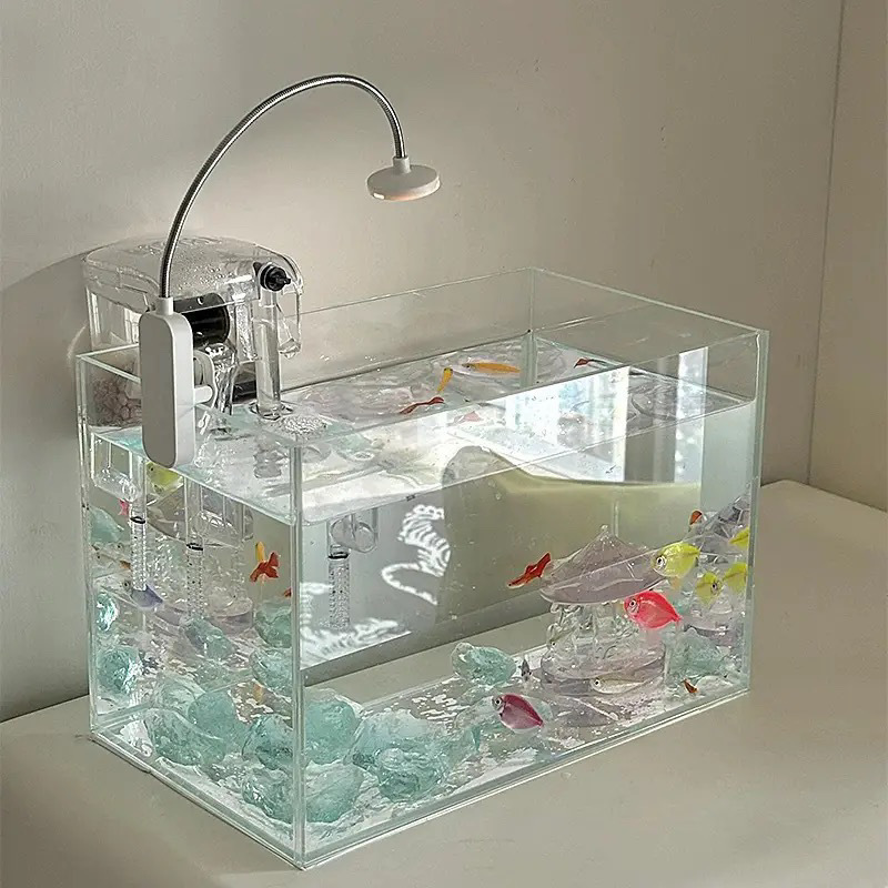インターネット有名人の湖水ブルークリスタル城カルーセル水槽造園マイクロ風景タイベタロイモの装飾品|undefined