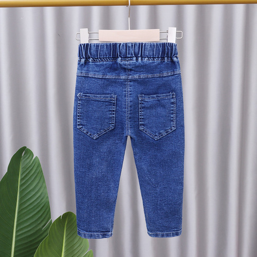 Girls' jeans spring and autumn style baby girl's small leg pants 2024 new children's clothing pants children's spring and autumn trousers trendy