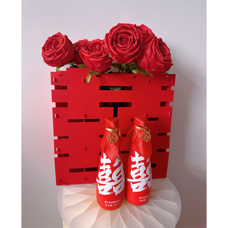 Wedding Gift 3D Double Happiness Character Ornament for Wedding Room Decoration, Double Happiness Sticker for New Room, Bedroom, Living Room Decor, Comprehensive Wedding Supplies