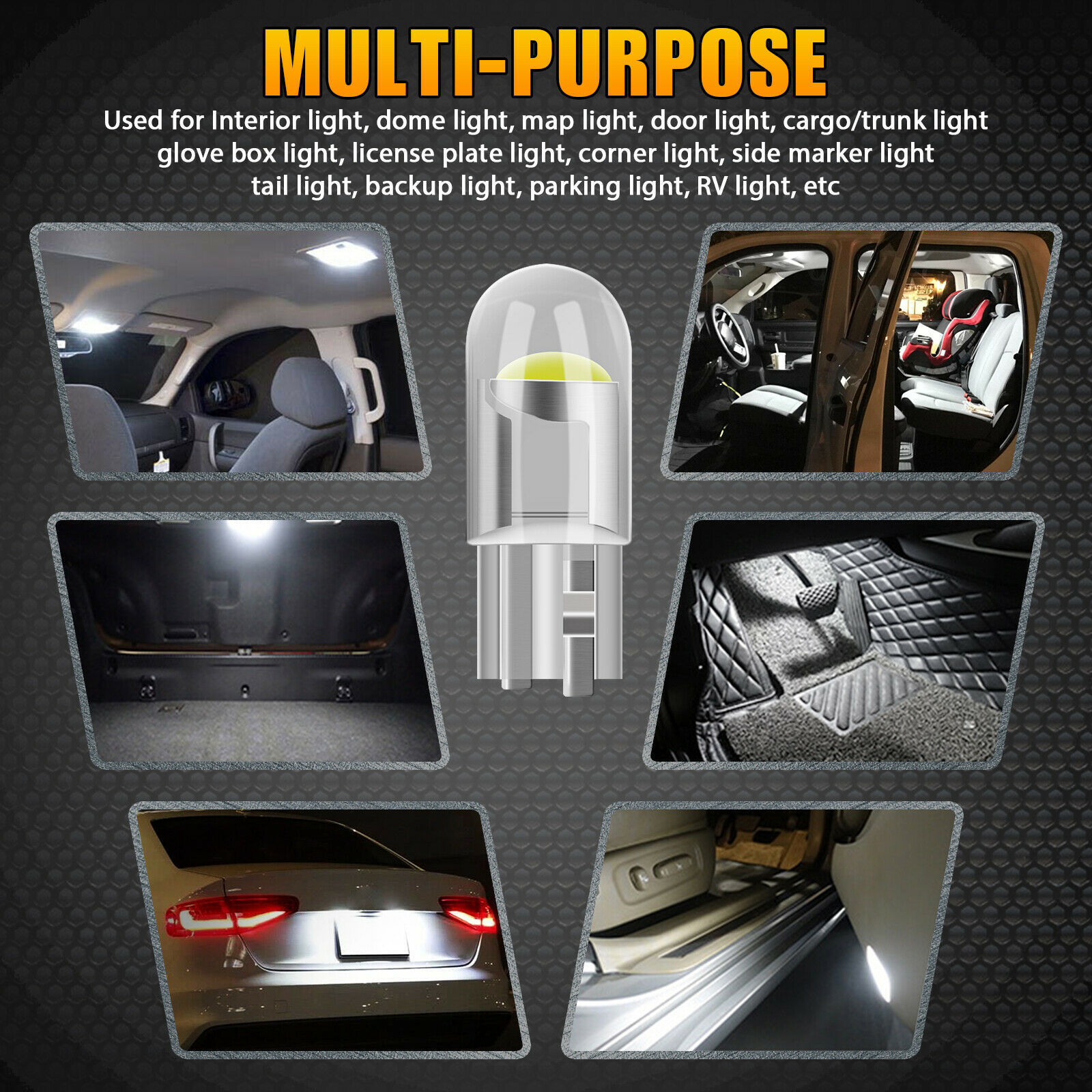 Lámpara de ancho T10 COB accesorios de modificación de lámpara de automóvil LED placa de matrícula LED lámpara interior 6000k blanco