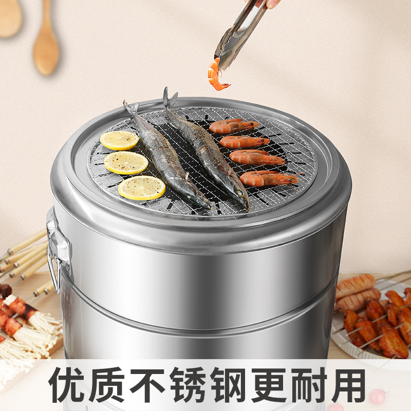 Zibo barbacoa de acero inoxidable al aire libre estofado horno en forma de cilindro hogar libre de humo colgando horno engrosado multifunción barbacoa horno