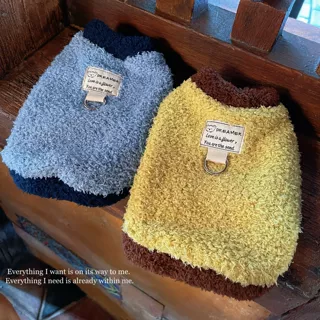 宠物衣服狗狗猫咪秋冬加绒保暖云朵绒卫衣泰迪比熊可牵引家居服