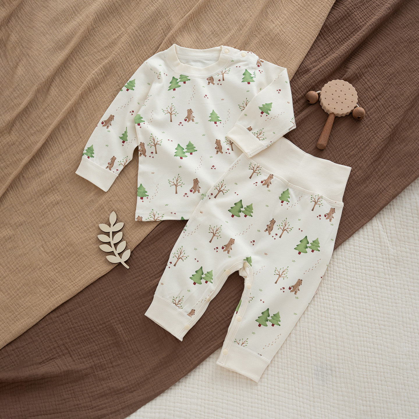 Pure cotton forest bear two-piece set