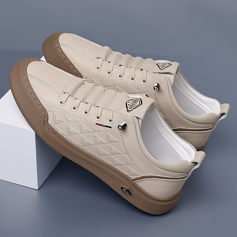 Zapatillas de deporte piel de vaca de verano para hombre, versión coreana de todo fósforo, tendencia transpirable, zapatos de hombre sin cordones, zapatos casuales de hombre deportivo al por mayor