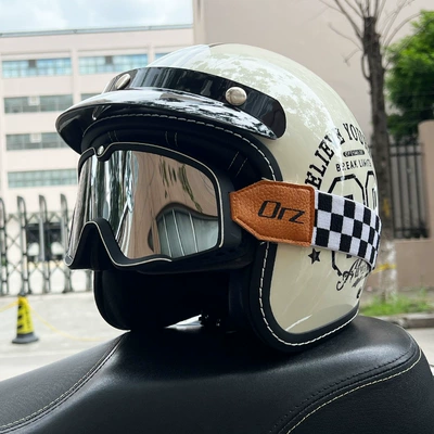 Suitable for Orz Motorcycle Helmets for Men and Women 3C Certified 3/4 Helmets Summer Retro Half Helmets Electric Motorcycles for All Seasons