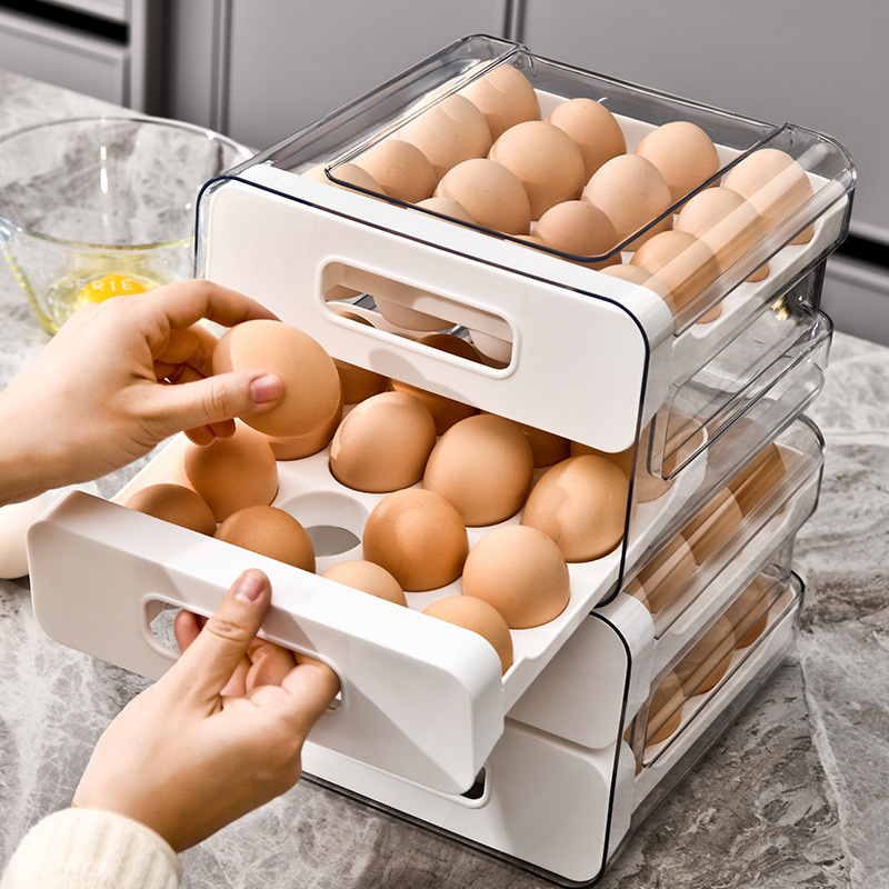 Caja de almacenamiento de huevos especial para refrigerador tipo cajón para huevos caseros, caja de almacenamiento de huevos para alimentos, caja de preservación de PET