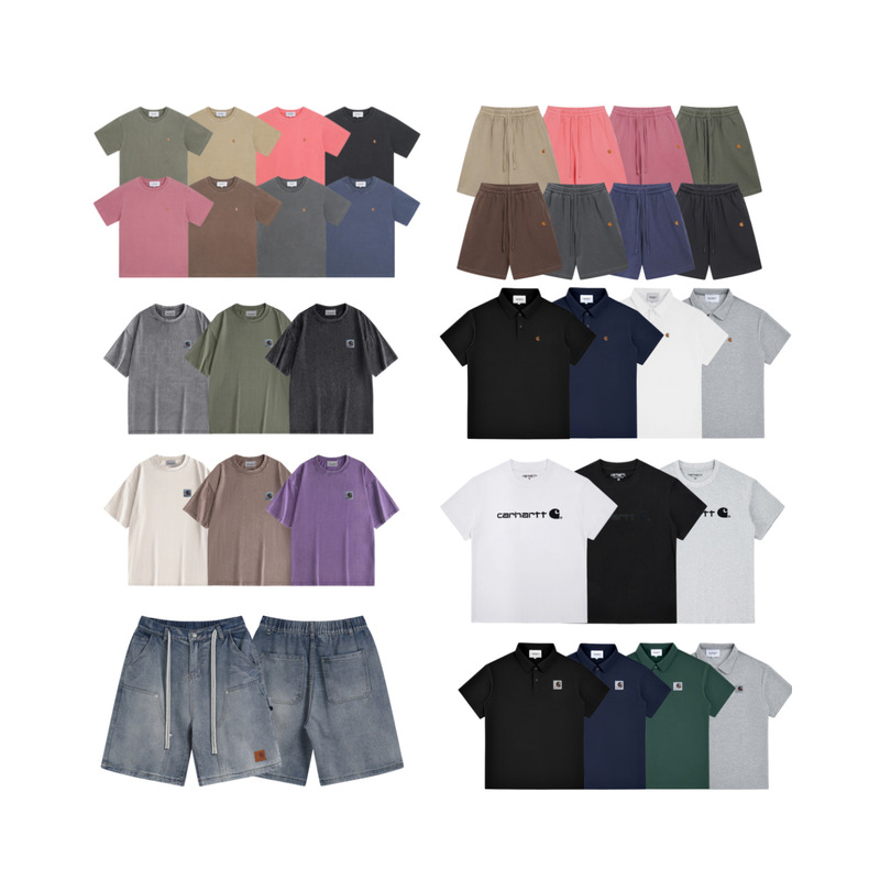 2026 New Model Carhartt Wip Carhartt Gold Label Embroidered T-Shirt Short-Sleeved Loose Casual Shorts