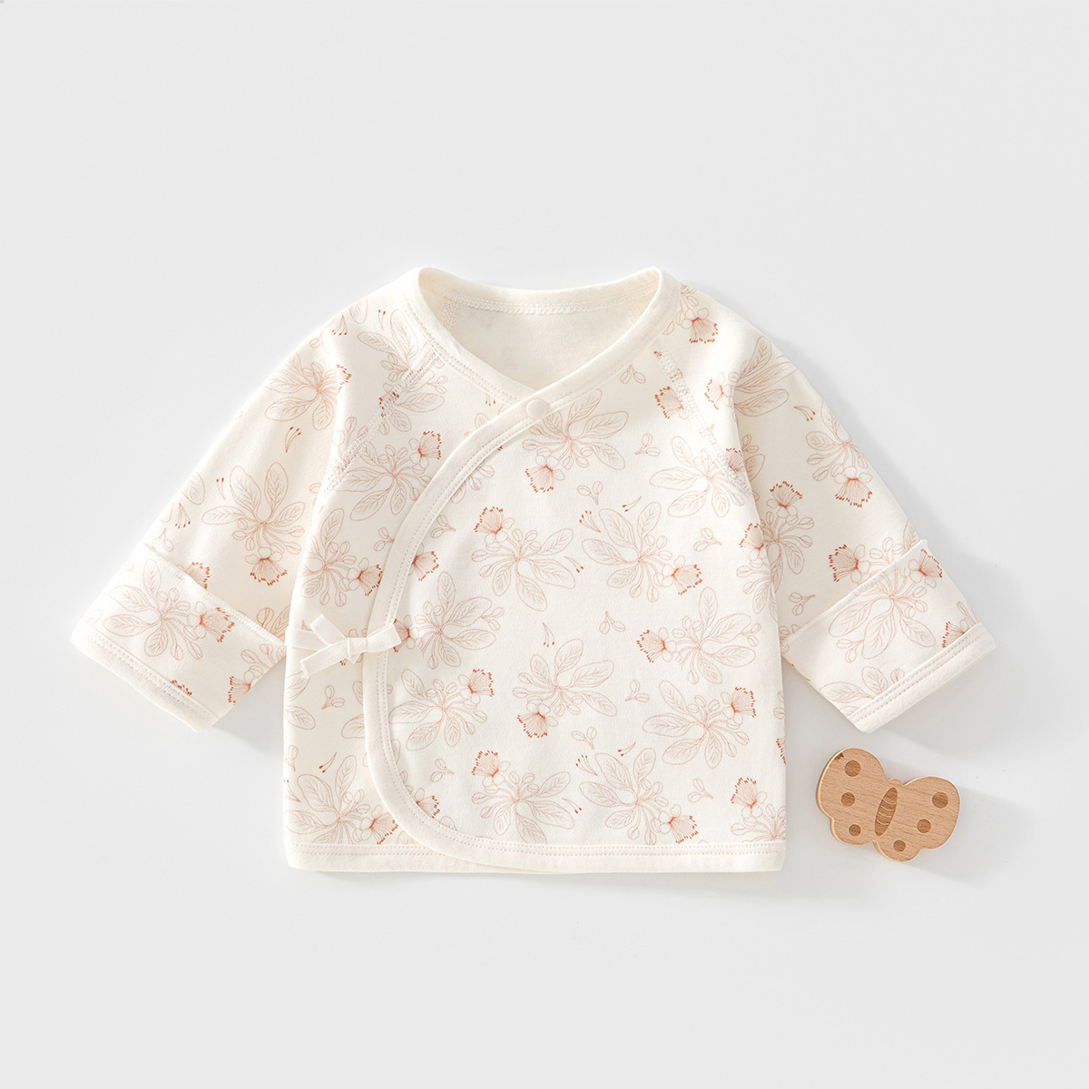 Newborn baby half-back bodysuit, seamless pure cotton, warm and snug-fitting monk-style clothing for all seasons, baby top
