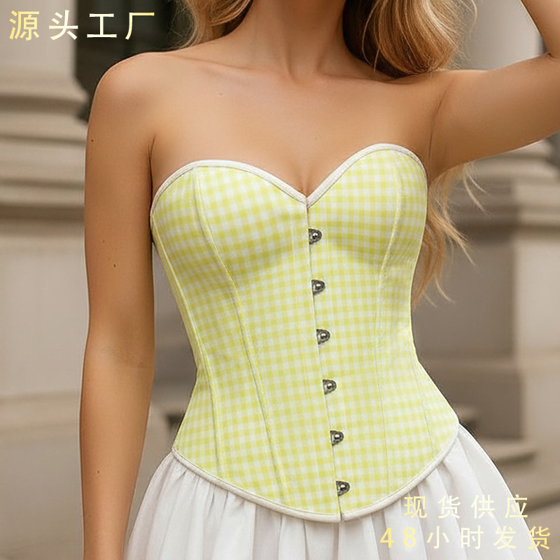 European and American Export Strapless Waist Tops, Heart-Shaped Collar Front Button Corsets, Export Women's Shapewear