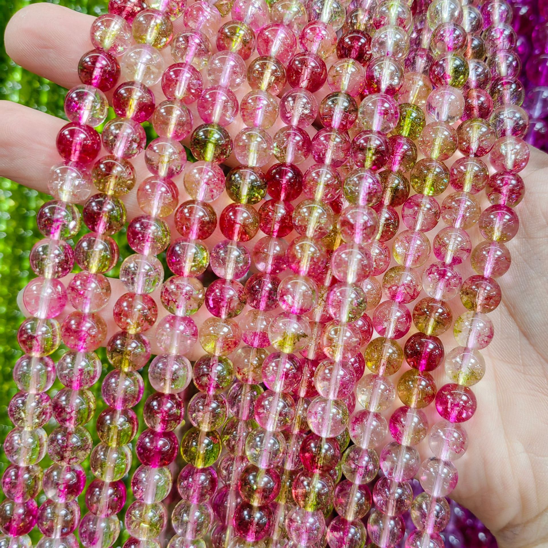 Vidrio de alta imitación cristal fantasma multicolor cuentas dispersas semiacabadas accesorios de joyería DIY cuentas hechas a mano al por mayor