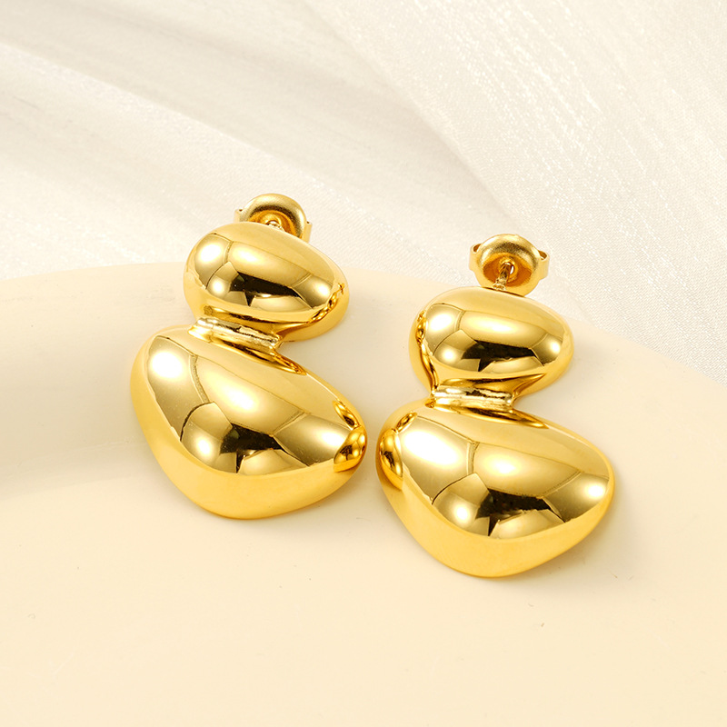 2024 nueva moda diseño irregular sentido simple ovalado aretes geométricos pendientes de acero inoxidable para mujer spot al por mayor