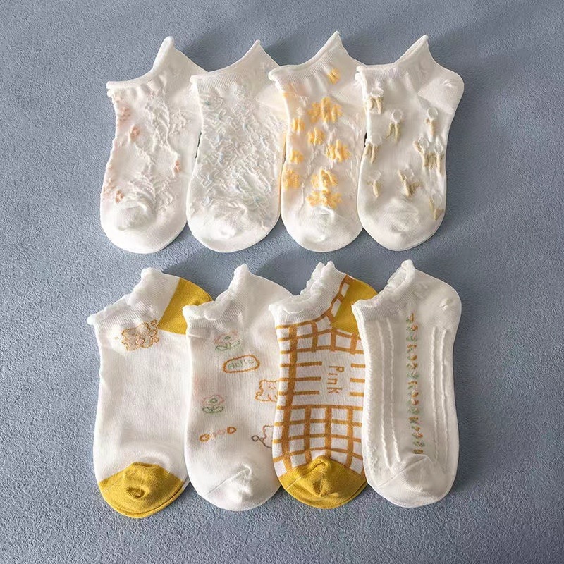 Nuevos/hombres y mujeres opcionales Otoño e Invierno hombres y mujeres medias altas medias blancas calcetines invisibles calcetines florales lindos