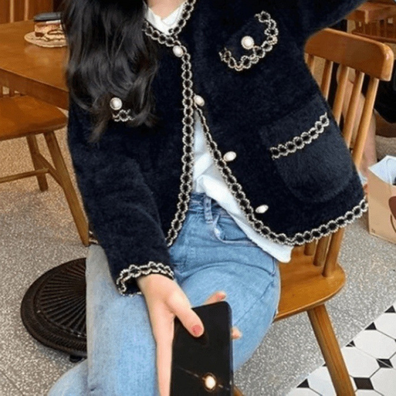 윈드 탑 가을 여성 코트 틈새 디자인 패션 올 매치 쇼트 코트 화이트 블랙