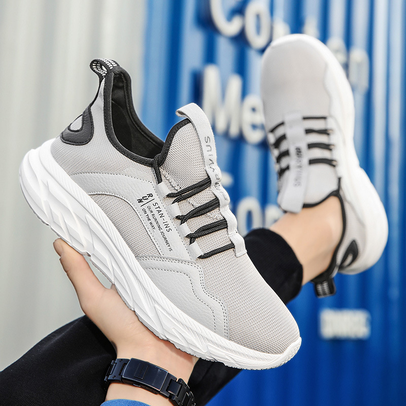 Autumn Men's Mesh Breathable Lightweight Soft-Soled Running Shoes Cross-Border Large Size Youth Casual Shock-Absorbing Sports Shoes