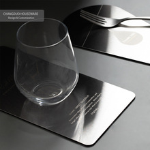 北欧不锈钢餐具垫杯垫长方形水滴形广告配件定制镭射一件代发分销
