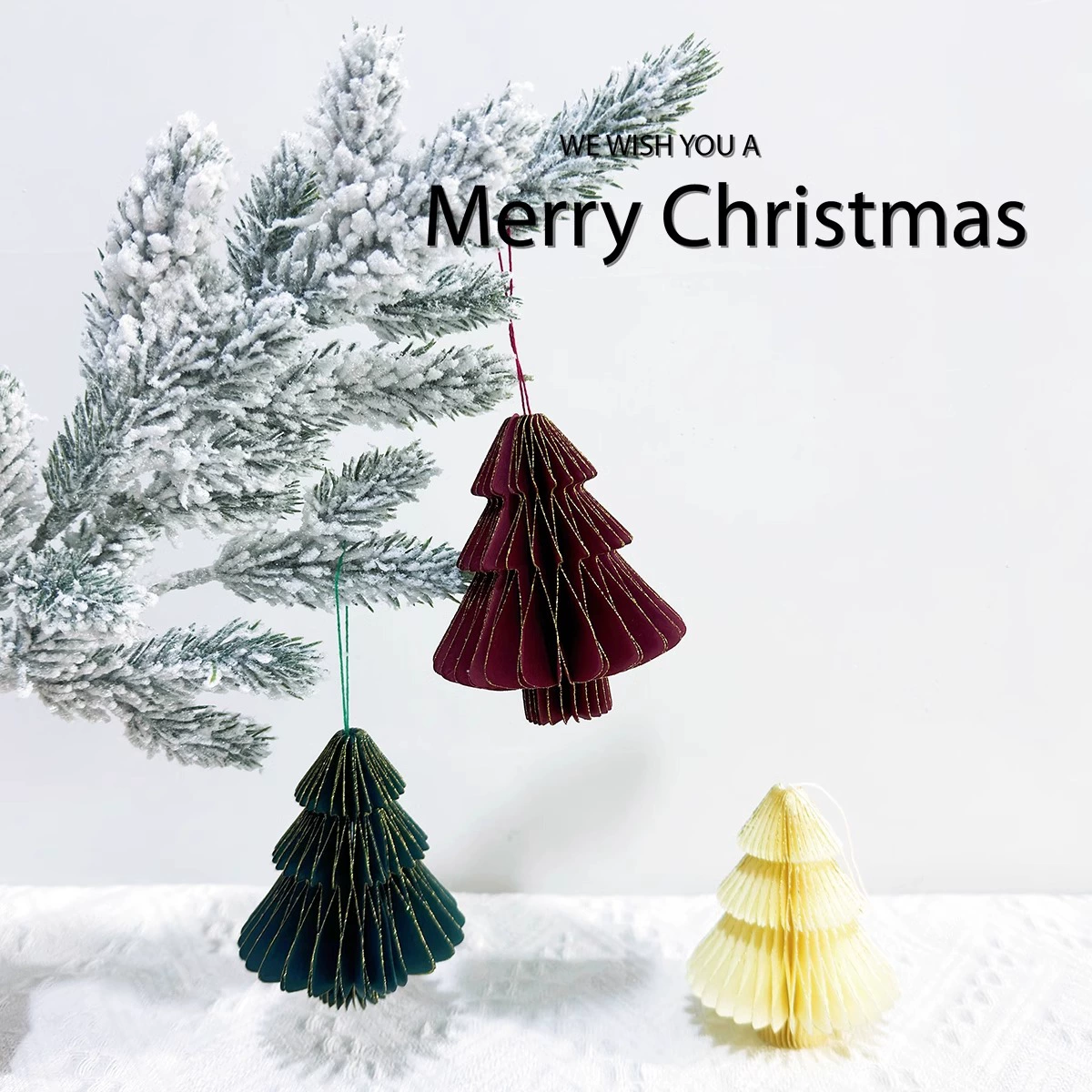 Table Christmas origami decorations, small foldable paper trees, styles A–D, 10–50 cm