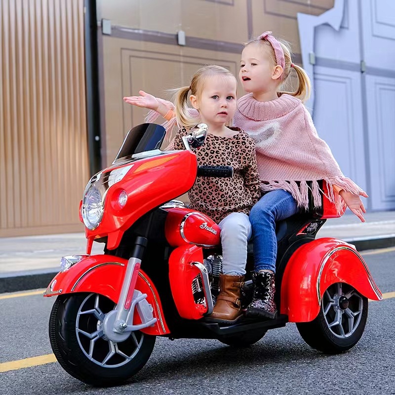 Motocicleta eléctrica de los niños padre-niño de tres ruedas niño doble unidad cochecito niños doble coche de juguete recargable puede sentarse