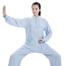 亚麻棉国风牡丹绣花太极服八段锦练功服女禅服薄款透气太极拳武术