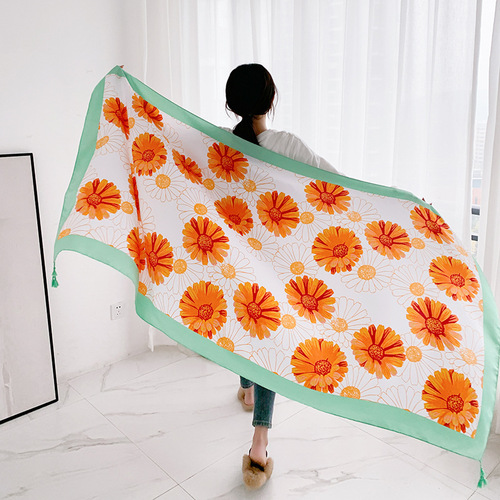 Carefully selected new Internet celebrity thickened retro ethnic style sun protection shawl for travel and photo shooting versatile cotton and linen scarf for women