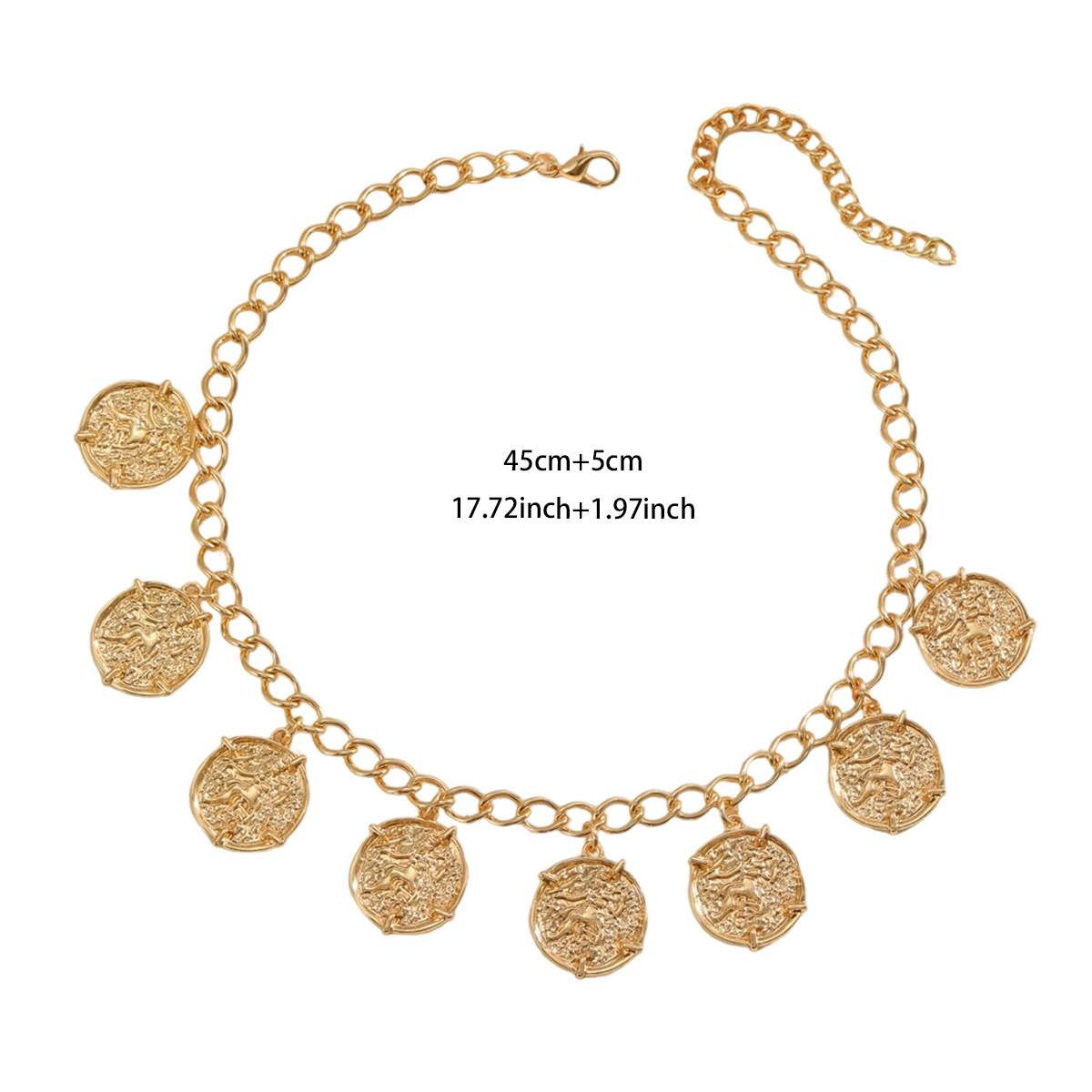 Monedas de oro metálicas en relieve de estilo europeo y americano diseño de moda exagerado collar único atractivo cadena clavícula al por mayor