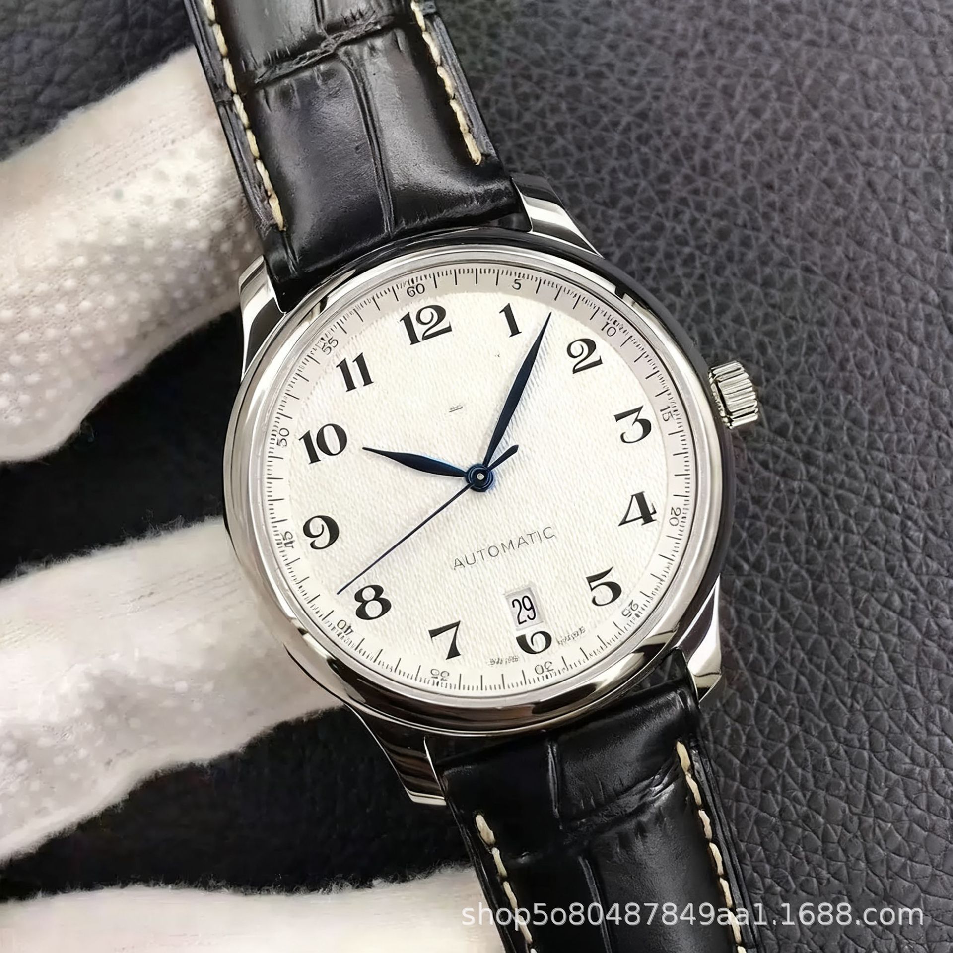 Langjia Famous Craftsman Double Calendar Series Watch Fully Automatic Machine Couple Watch Moon Phase Three-Pin Half Leather Belt Steel Belt Fashion Watch