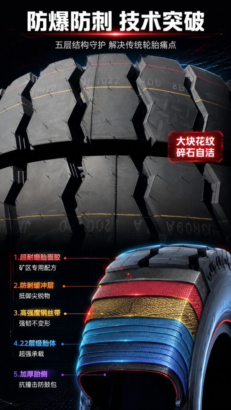 Polar Wolf mining explosion-proof tires 1200R20 1100R20 front four rear eight for dump trucks and heavy-duty trucks steel wire tires