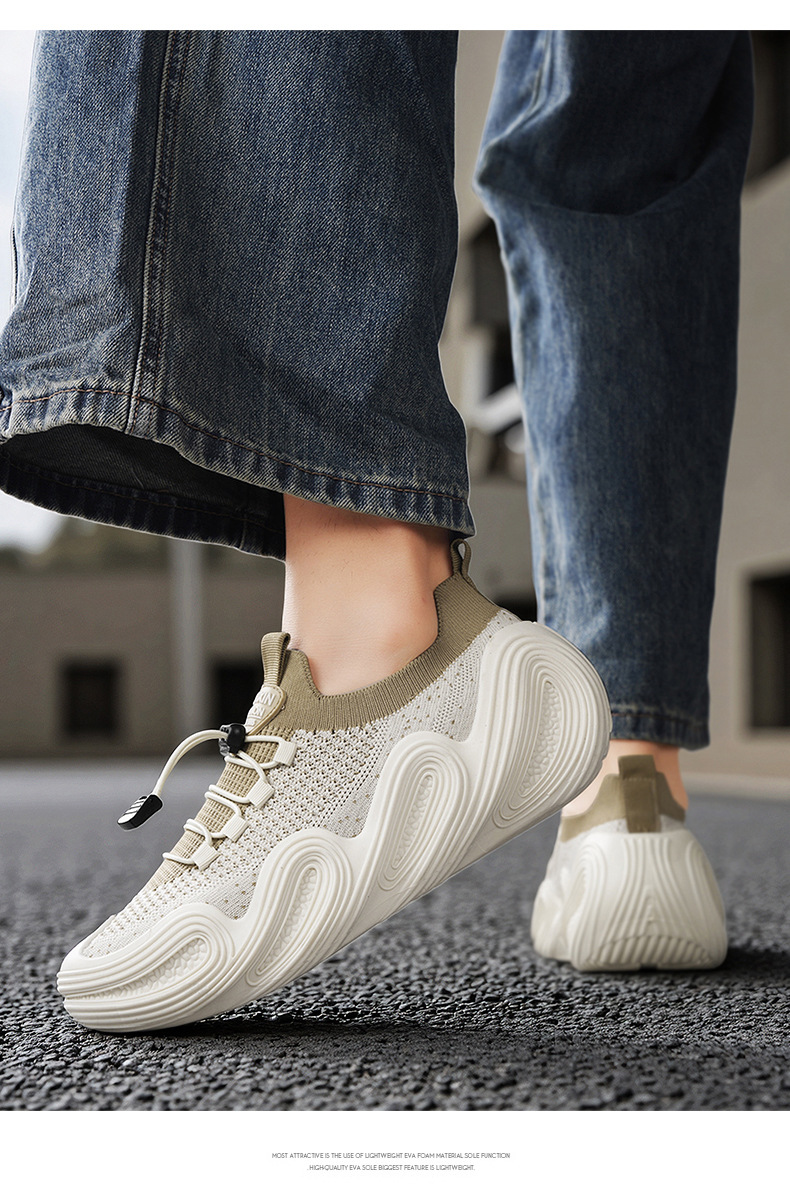 2026 New Summer Flyknit Men's Breathable Sports Casual Soft Sole Sock Coconut Mesh Shoes_vogvips.com