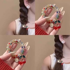 韓国のドリルカラー水晶のブレスレットの両用の髪の輪のひもの親友の髪のひものさくらんぼの皮の筋は馬尾の頭を刺して女性を飾ります。