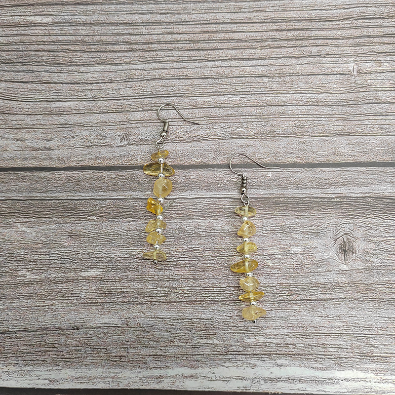 1 Pair Quantity Women'S Natural Stone Healing Geometric Drop Earrings Healing Crystals Jewelry