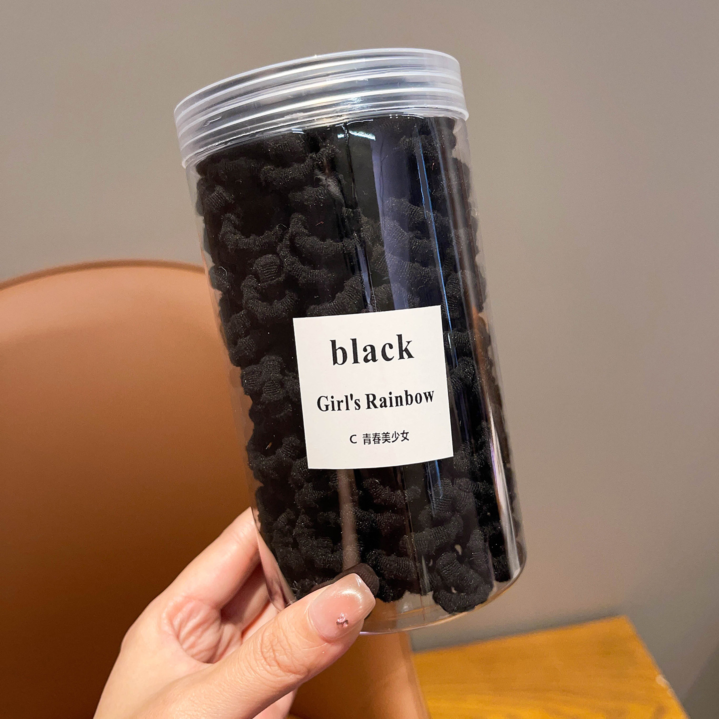 [Venta en caliente transfronteriza] 200 cuerda de cabello infantil enlatada 2025 nuevo anillo de cabello de cabello elástico no daña joyas para el cabello