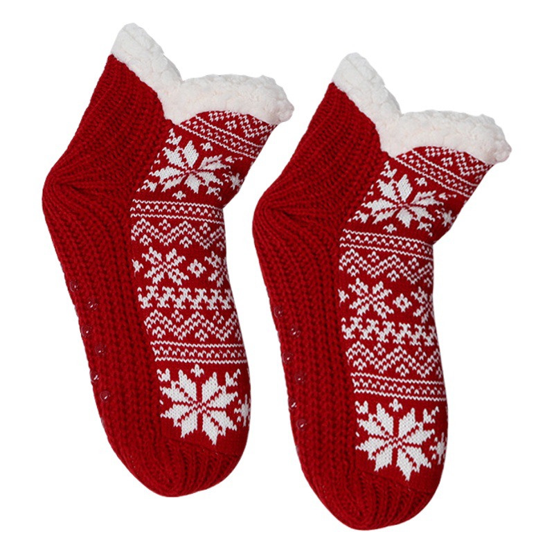 Calcetines de nieve de dibujos animados de invierno calcetines de piso de lana de cordero postparto engrosados calcetines de sueño cálido fabricante