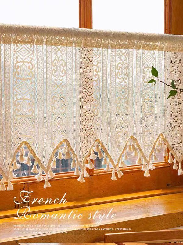 European Luxury Nailed Balcony Kitchen Curtain Window Bathroom Half Door Curtain Pattern Tassel Curtain European Luxury Nailed Balcony Kitchen Curtain Window Bathroom Half Door Curtain Pattern Tassel Curtain