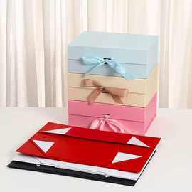 现货丝带款化妆品折叠盒批发 磁吸折叠盒包装礼盒折叠礼品包装盒
