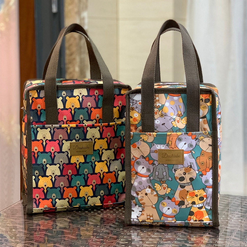 Elementary School Kidsren's Meal Bag Insulated Rice Bucket Bag Stew Pot Bag Handbag Round Aluminum Foil Lunch Bag Free Shipping