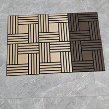 跨境专供仿木纹格栅毛毡板 聚酯纤维吸音板凹凸开槽造型装饰墙板